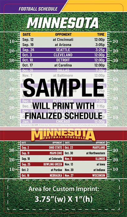 ReaMark Products: Minnesota Full Magnet Football Schedule